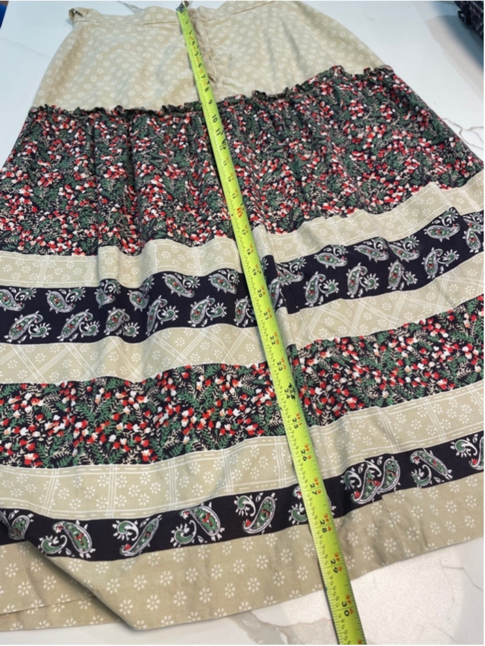 Vintage Sears Tiered Patchwork Midi Skirt Cottagecore Prairie Retro Floral Trad - Picture 9 of 9
